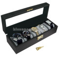 Watch Retail Store Custom Dust Proof Table Top Black Lockable Wooden Pocket Watch Display Case